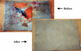 Actual Multi-Stained Rug Cleaned by Chem-Dry